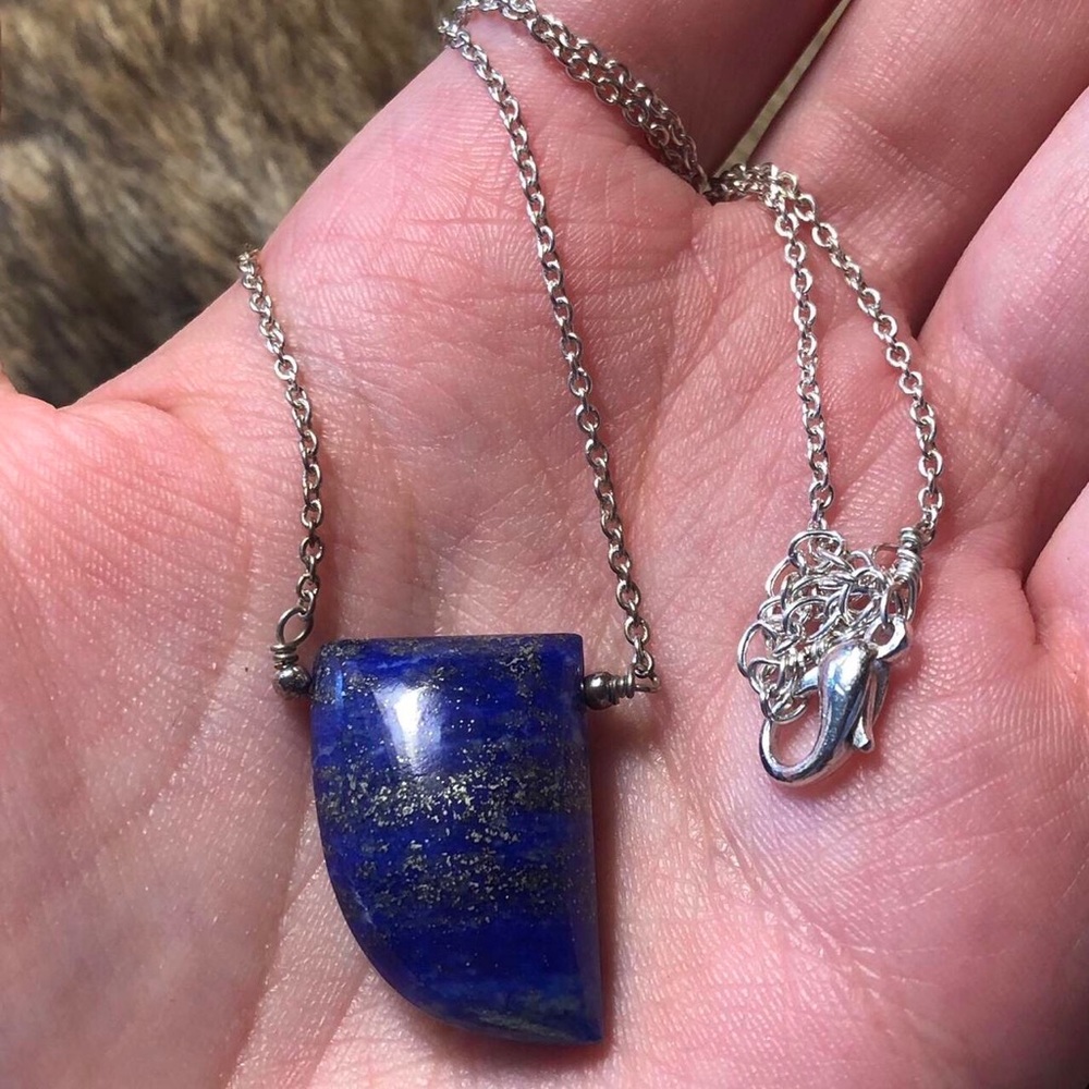 Stunning blue lapis shark tooth necklace